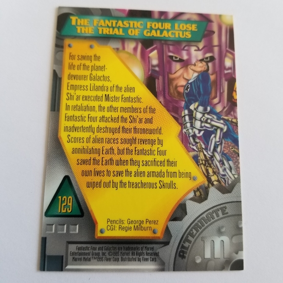 Vintage Marvel Metal trading card 1995 Fantastic Four Alternate M card #129 - Picture 10 of 13
